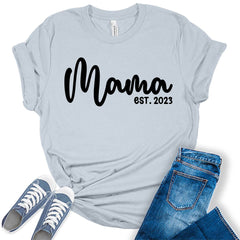 Mama Est. 2023 New Mom Pregnant Mom Baby Announcement T-shirt
