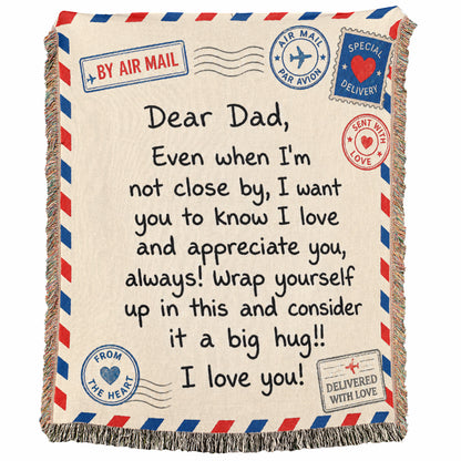 Dear Dad Father's Day Gift 60" x 50" Woven Blanket