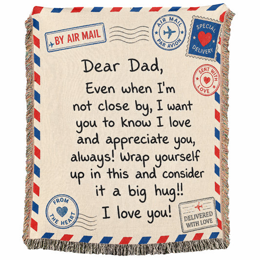 Dear Dad Father's Day Gift 60" x 50" Woven Blanket