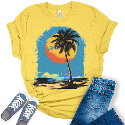 Beach Shirts for Women Trendy Summer Tops Vintage Plus Size Graphic Tees