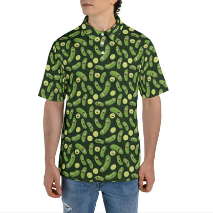 Mens Golf Polo Shirts Funny Pickles Short Sleeve Dry Fit Performance Moisture Wicking Casual Golf Shirts for Men