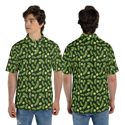 Mens Golf Polo Shirts Funny Pickles Short Sleeve Dry Fit Performance Moisture Wicking Casual Golf Shirts for Men