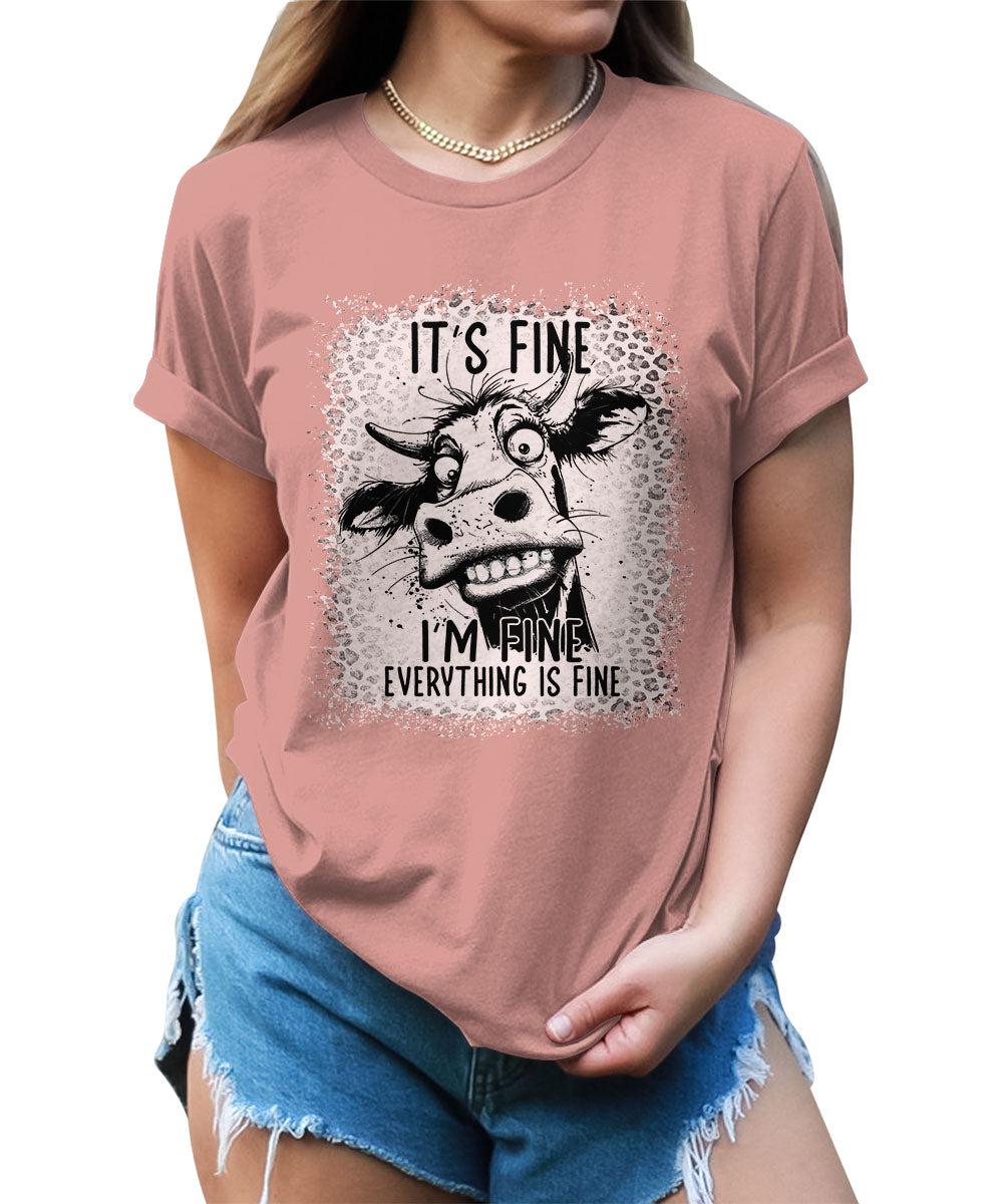 It's Fine Funny Cow Graphic Tees For Women