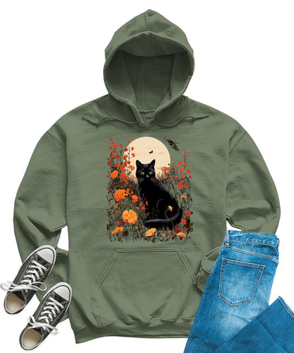 Cottagecore Cat Cute Floral Fall Halloween Hoodies For Women