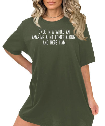 Once in A While an Amazing Aunt Comes Along Funny Letter Print Graphic Tees for Women