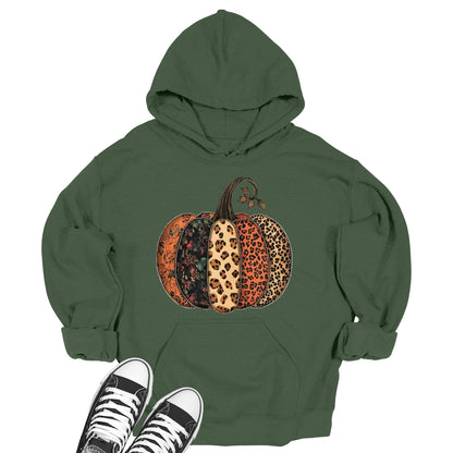 Women's Women's Buffalo Plaid Patched Pumpkin Fall Hoodie