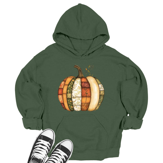 Women's Patch Pumpkin Stitched Fall Thanksgiving Hoodie