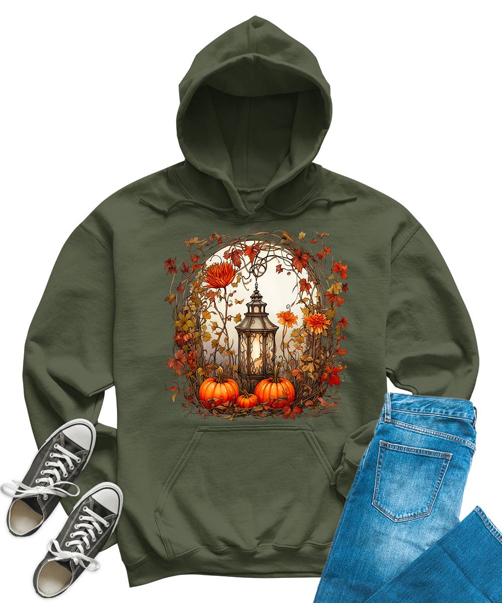 Fall Floral Lantern Pumpkin Graphic Hoodie for Women Cute Autumn Hoodied Sweatshirt