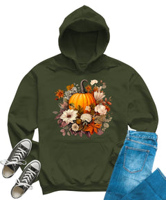 Fall Floral Pumpkin Women's Graphic Hoodie