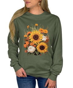 Sunflower Pumpkin Fall Long Sleeve T-Shirt