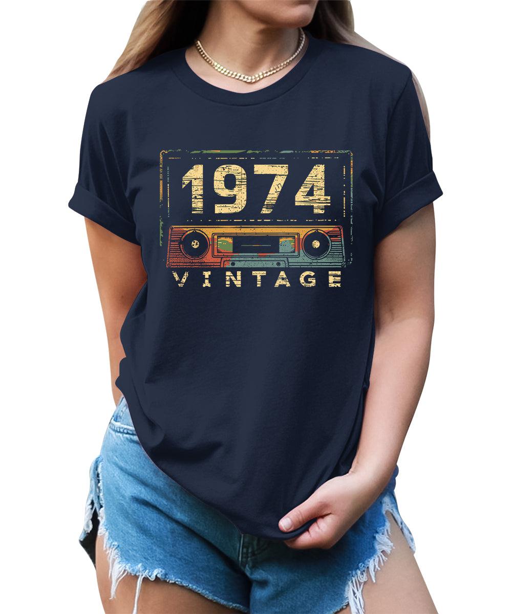 1974 Vintage Cassette Shirt 50th Birthday Graphic Tees For Women