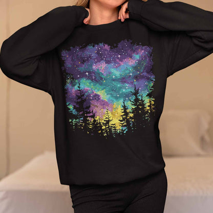 Women's Night Sky Mardi Gras Night Sky Crewneck Sweatshirt