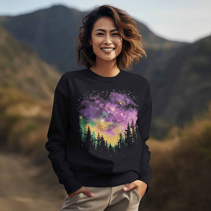 Women's Night Sky Mardi Gras Crewneck Sweatshirt