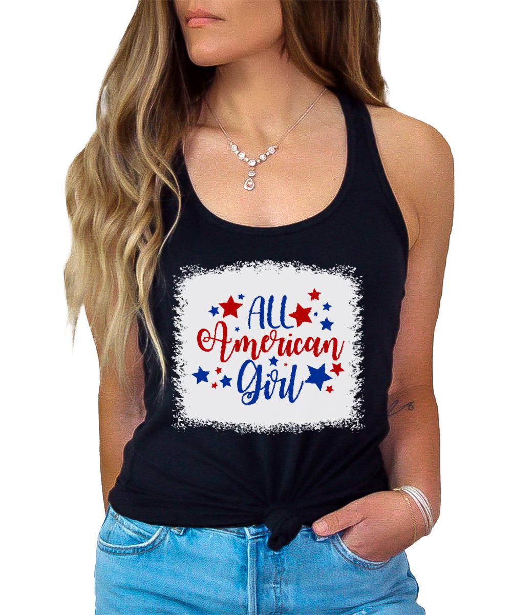 All American Girl Patriotic 4th Of July Women's Graphic Tank Top