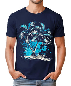 Palm Tree Breeze Mens Graphic Tee Premium Short Sleeve Shirt