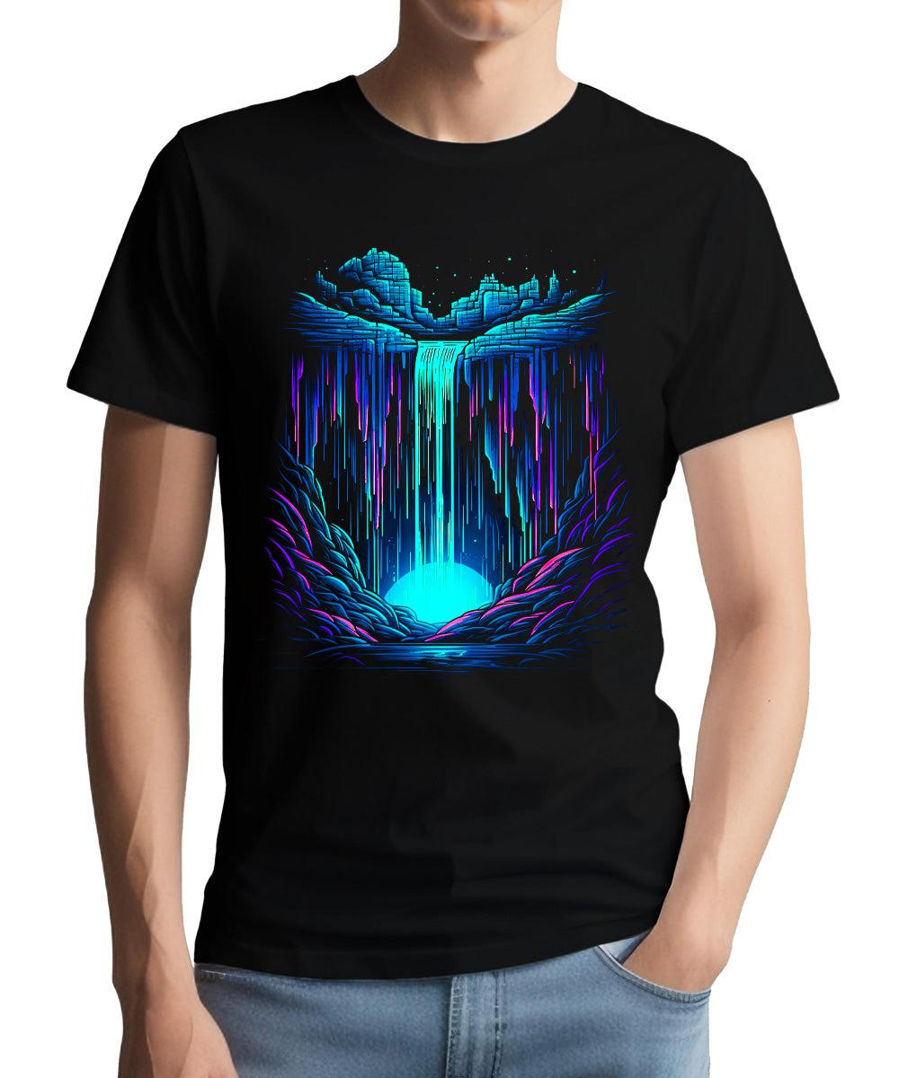Cosmic Waterfall Mens Trippy Graphic Tee Premium Short Sleeve Shirt
