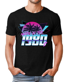 Mens Birthday Graphic Tee 1980s Retro Palm Trees Premium Short Sleeve Shirt