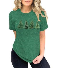 Evergreen Trees Womens Funny Christmas Graphic T-shirt