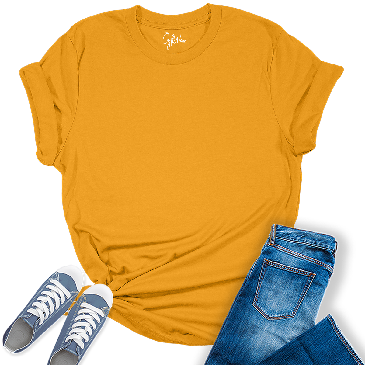 Womens Mustard T Shirts Premium Casual Short Sleeve Shirts Oversized Tops