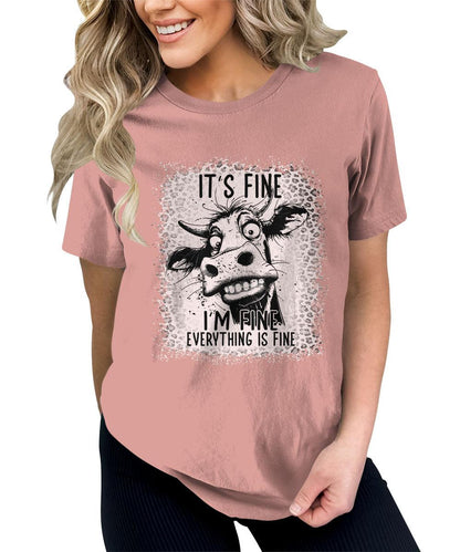 It's Fine Funny Cow Graphic Tees For Women