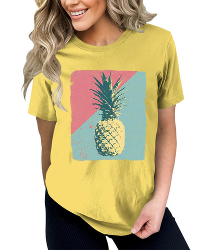 Summer Tropical Pineapple Graphic Tees For Women