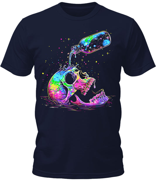 Mens Psychedelic Skull Art Trippy Graphic Tee