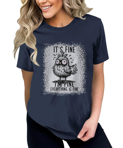 It's Fine Funny Shirt Chicken Graphic Tees For Women