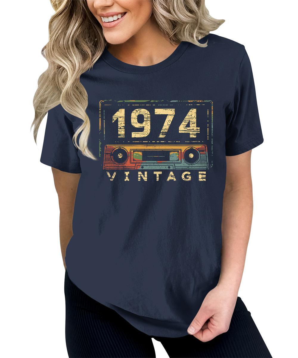 1974 Vintage Cassette Shirt 50th Birthday Graphic Tees For Women