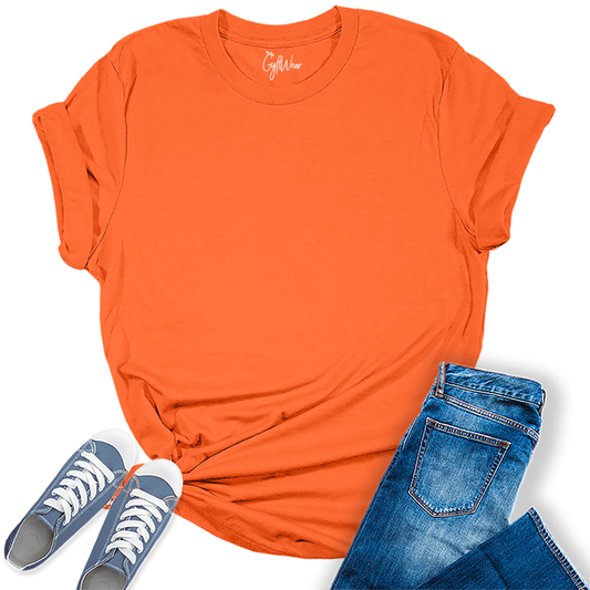 Womens Orange T Shirts Premium Casual Short Sleeve Shirts Oversized Tops