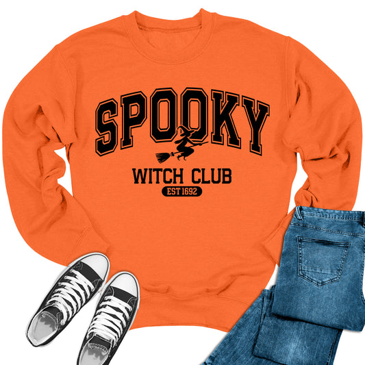 Spooky Witch Club Letter Print Crewneck Sweatshirt