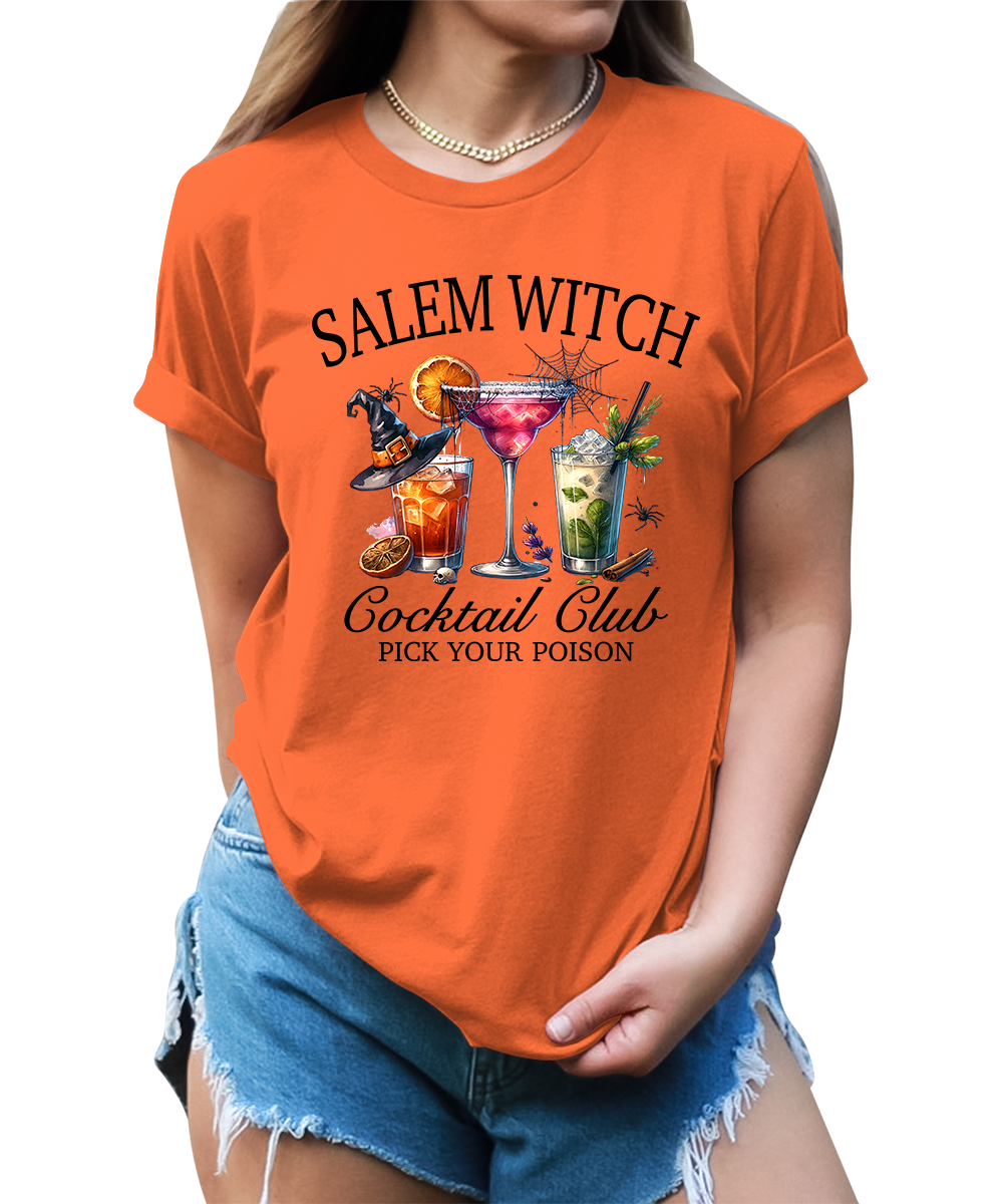 Salem Witch Cocktail Holloween Graphic Tees for Women