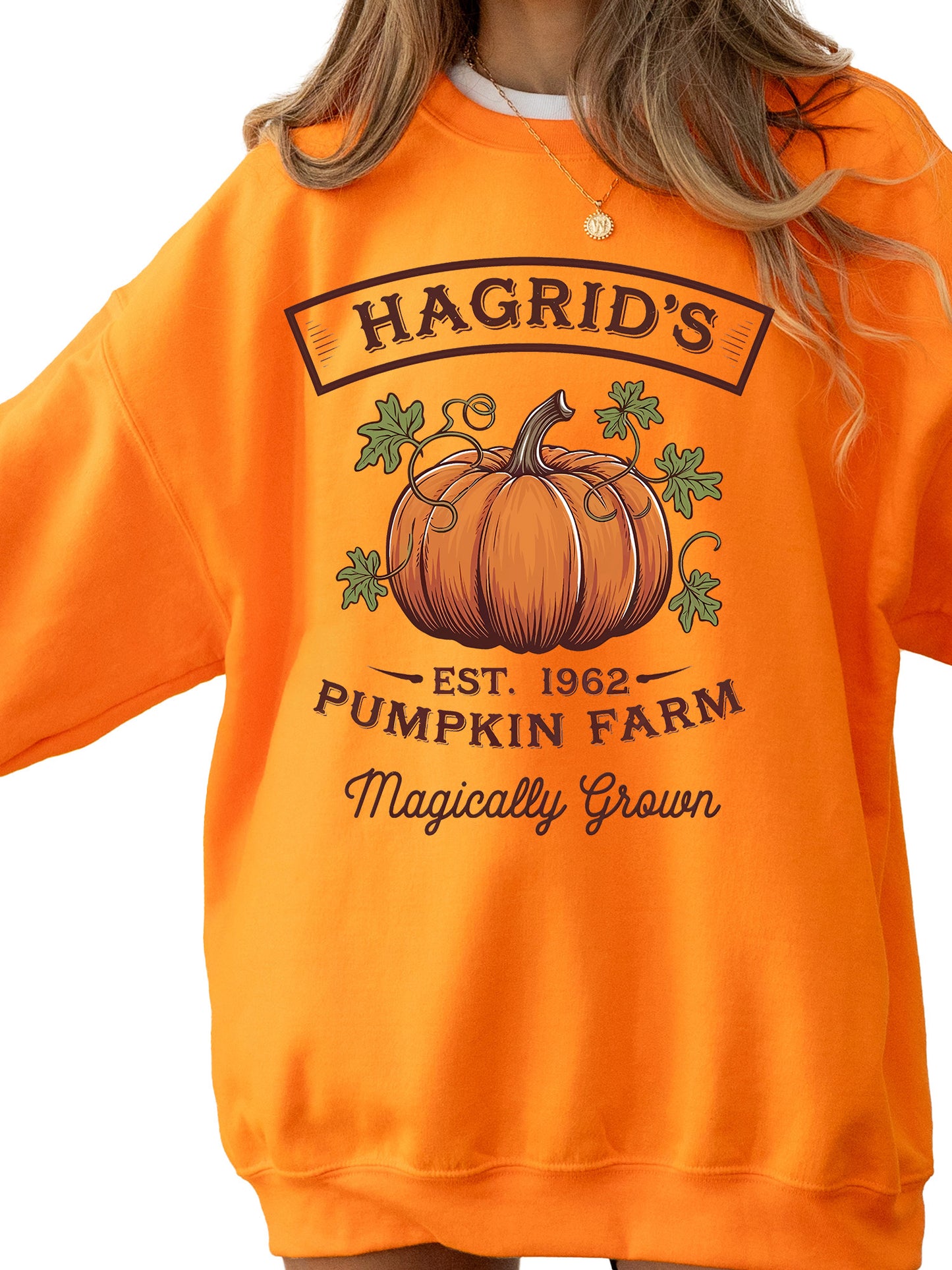 Women's Hagrid's Pumpkin Farm Magically Grown Crewneck Sweatshirt