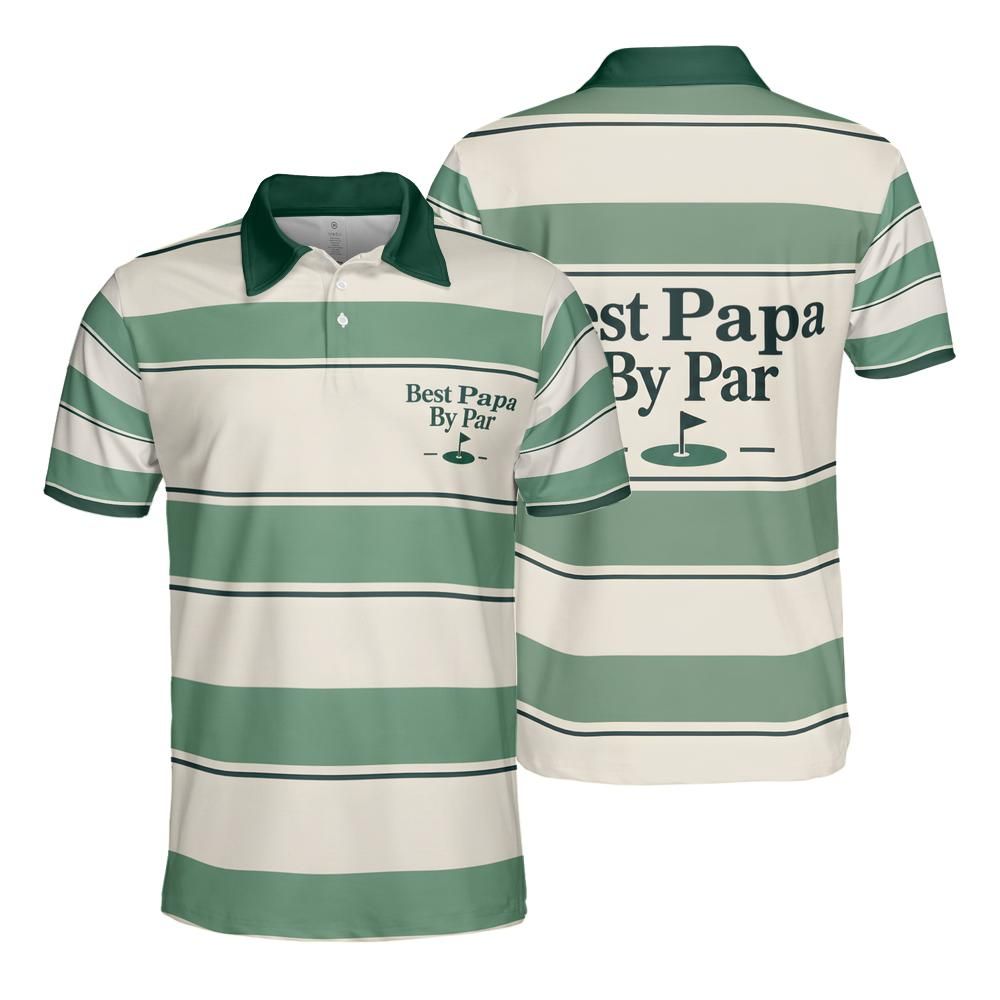 Best Papa By Par Golf Polo front and back flat lay
