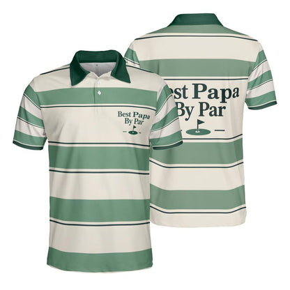 Best Papa By Par Golf Polo front and back flat lay