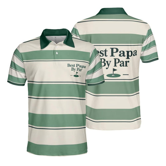 Best Papa By Par Golf Polo front and back flat lay