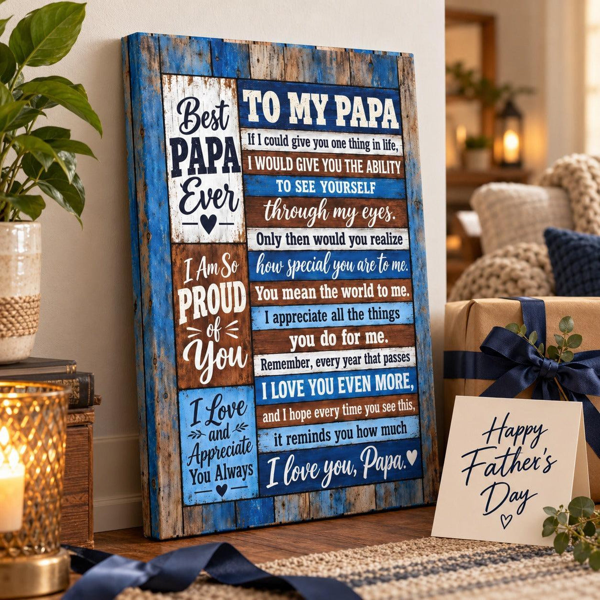 To My Papa canvas wall art as a gift for Papa