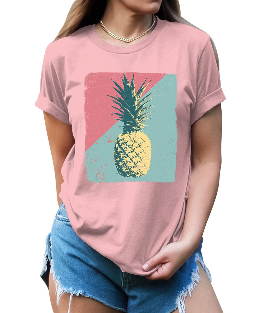 Summer Tropical Pineapple Graphic Tees For Women