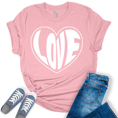 Love Heart Shirts for Women Valentines Day T Shirts Bella Graphic Tees