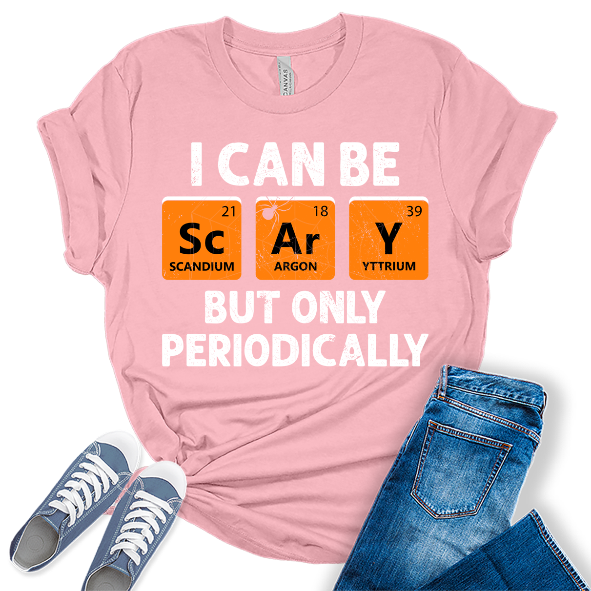 Womens Halloween I Can Be Scary Periodically Shirt Funny Teacher Tshirt Cute Science Graphic Tees