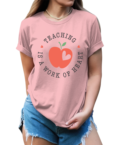 Women's Teacher Is A Work Of Heart Teaching Graphic Tees