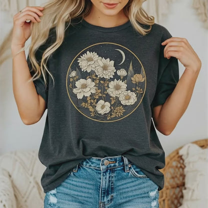 Lunar Flora – Cottagecore Moon & Flowers Shirt