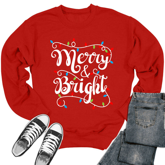 Women's Merry And Bright Christmas Light Crewneck Sweatshirt