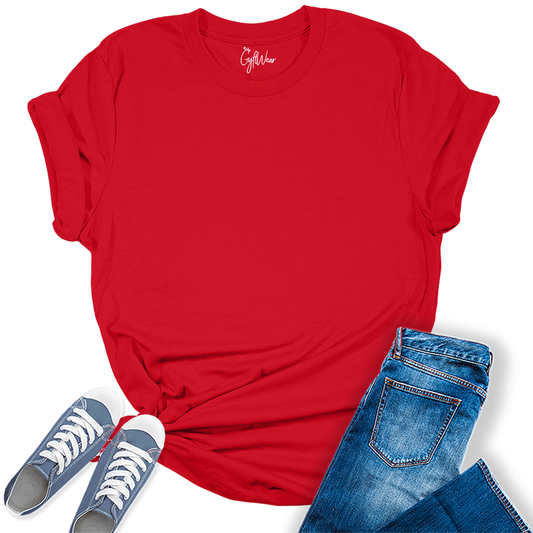 Womens Red T Shirts Premium Casual Short Sleeve Shirts Oversized Tops