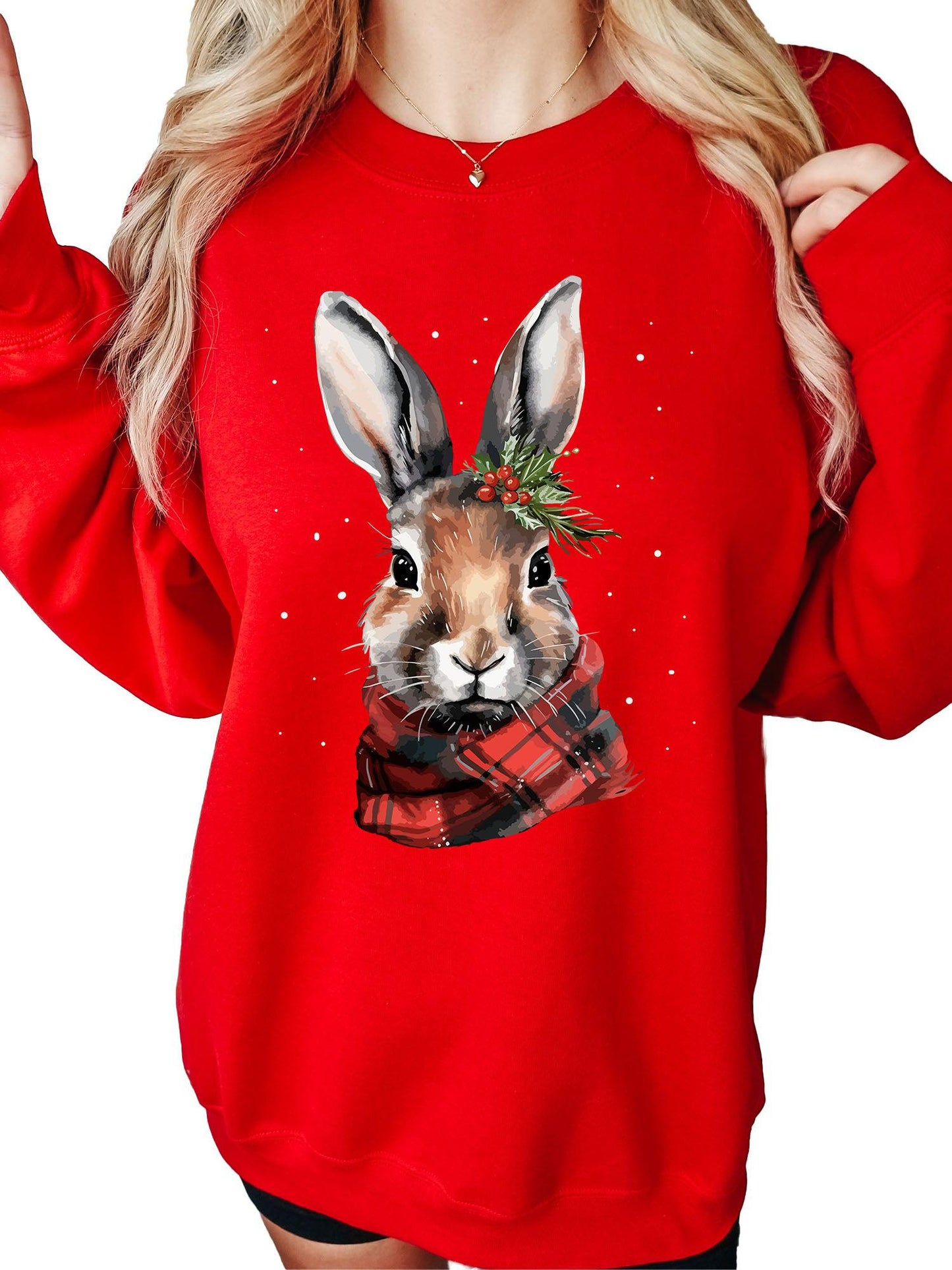 Women's Christmas Rabbit Crewneck Sweatshirt