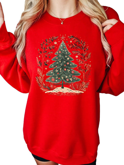 Women's Boho Christmas Tree Crewneck Sweatshirt