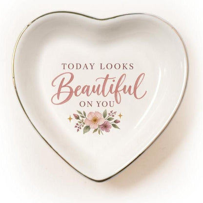 Today Looks Beautiful On You Gift For Her Affirmation Ceramic Jewelry Dish