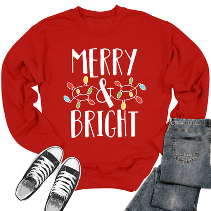 Women's Merry and Bright Christmas Lights Crewneck Sweatshirt