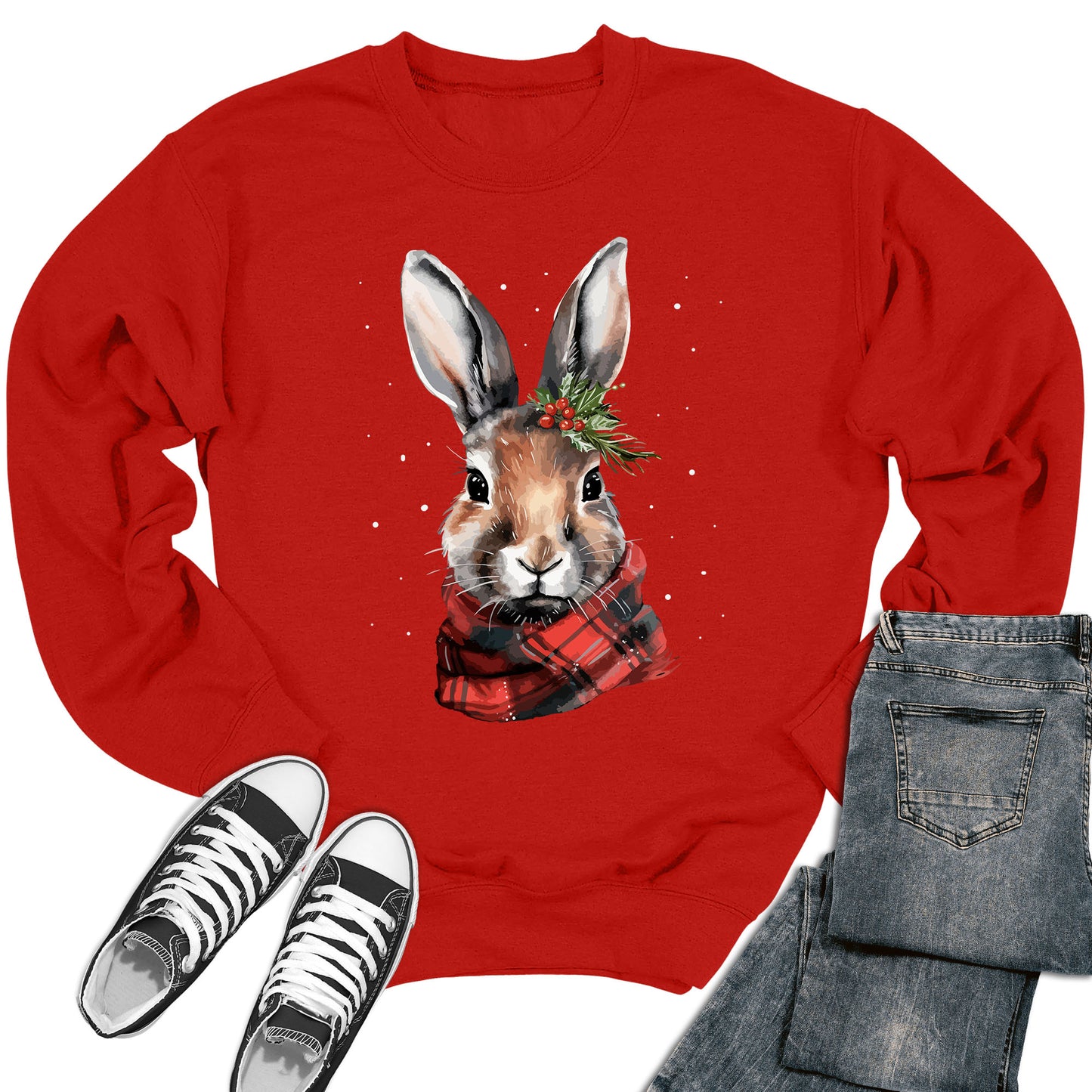 Women's Christmas Rabbit Crewneck Sweatshirt