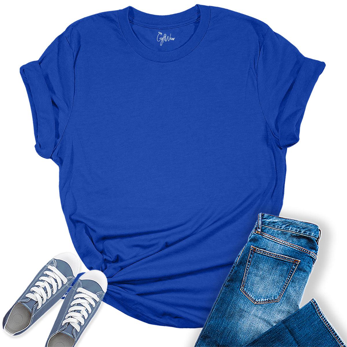 Womens Royal Blue T Shirts Premium Casual Short Sleeve Shirts Oversized Tops