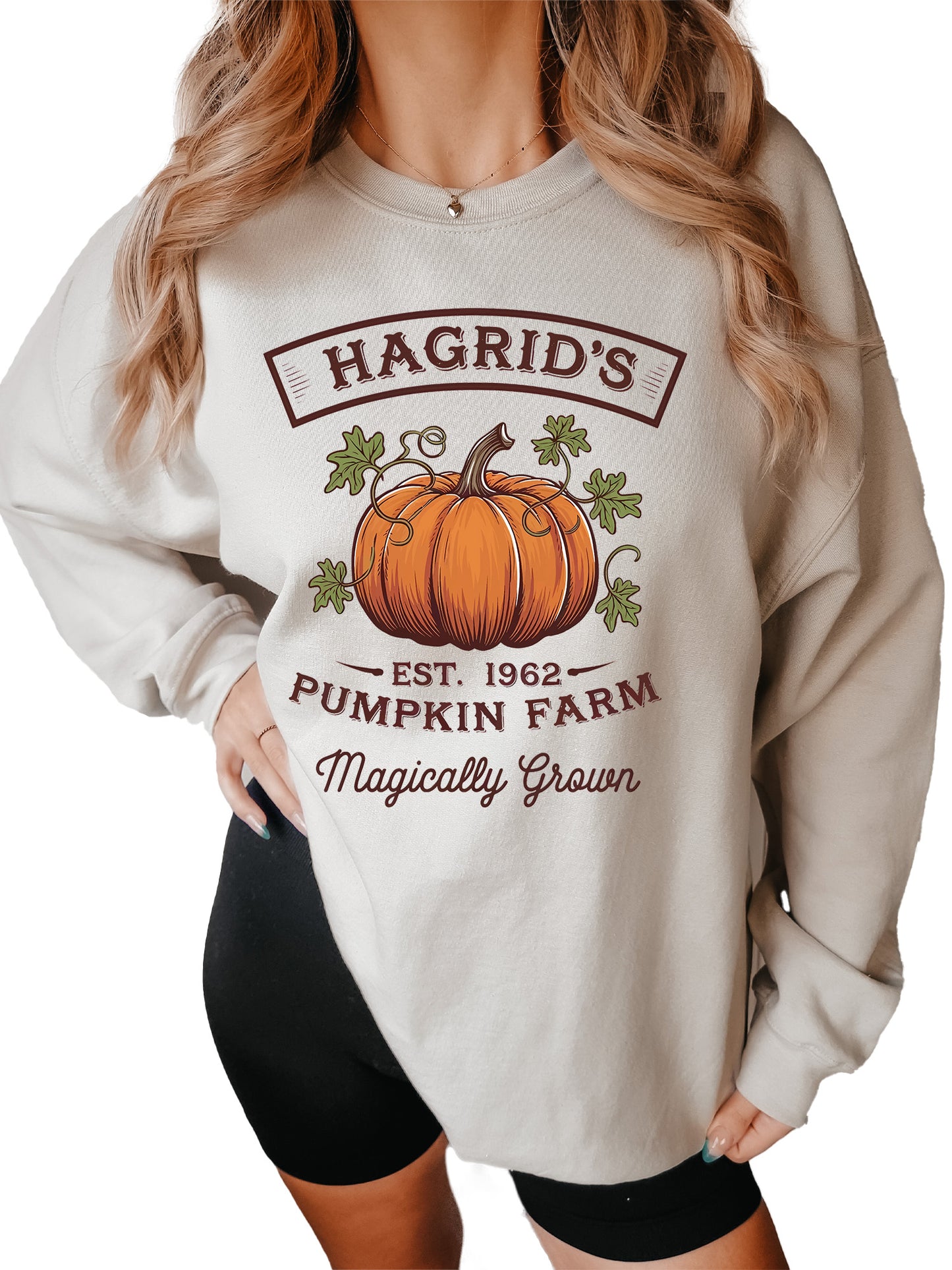 Women's Hagrid's Pumpkin Farm Magically Grown Crewneck Sweatshirt